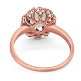 Art Deco Oval Natural Stone Floral Ring