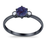 Art Deco Round Natural Stone Three Stone Ring