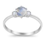 Art Deco Round Natural Stone Three Stone Ring
