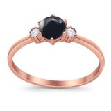 Art Deco Round Natural Stone Three Stone Ring