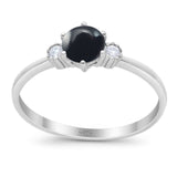 Art Deco Round Natural Stone Three Stone Ring