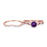 Two Piece Round Natural Stone Twisted Ring