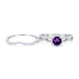 Two Piece Round Natural Stone Twisted Ring