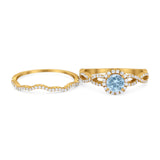 Two Piece Round Natural Stone Twisted Ring