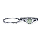 Two Piece Round Natural Stone Twisted Ring