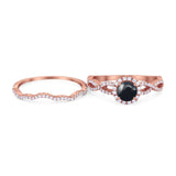 Two Piece Round Natural Stone Twisted Ring