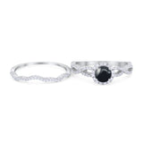Two Piece Round Natural Stone Twisted Ring