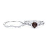 Two Piece Round Natural Stone Twisted Ring