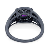 Art Deco Round Natural Stone Split Shank Ring