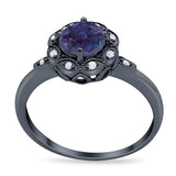 Art Deco Round Natural Stone Flower Ring
