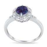 Art Deco Round Natural Stone Flower Ring