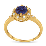 Art Deco Round Natural Stone Flower Ring