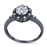 Art Deco Round Natural Stone Flower Ring