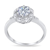 Art Deco Round Natural Stone Flower Ring