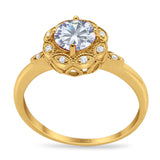 Art Deco Round Natural Stone Flower Ring