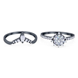 Two Piece Round Natural Stone Chevron Ring