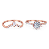 Two Piece Round Natural Stone Chevron Ring