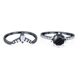 Two Piece Round Natural Stone Chevron Ring
