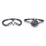 Two Piece Round Natural Stone Chevron Ring
