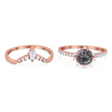Two Piece Round Natural Stone Chevron Ring
