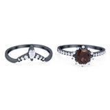 Two Piece Round Natural Stone Chevron Ring