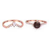 Two Piece Round Natural Stone Chevron Ring