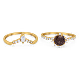 Two Piece Round Natural Stone Chevron Ring