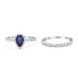 Two Piece Pear Teardrop Natural Stone Ring