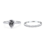 Two Piece Pear Teardrop Natural Stone Ring