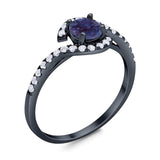 Round Natural Stone Curved Art Deco Ring