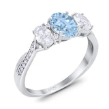 Three Stone Oval Natural Stone Trellis Ring