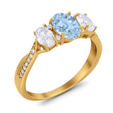 Three Stone Oval Natural Stone Trellis Ring