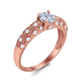 Vintage Style Round Natural Stone Solitaire Ring