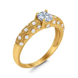 Vintage Style Round Natural Stone Solitaire Ring