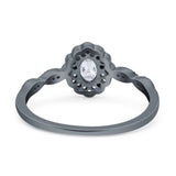 Art Deco Oval Natural Stone Floral Ring