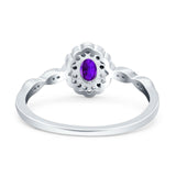 Art Deco Oval Natural Stone Floral Ring
