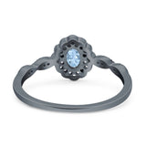 Art Deco Oval Natural Stone Floral Ring
