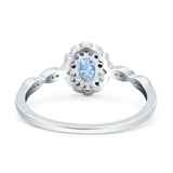 Art Deco Oval Natural Stone Floral Ring