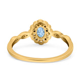 Art Deco Oval Natural Stone Floral Ring
