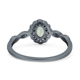 Art Deco Oval Natural Stone Floral Ring