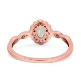 Art Deco Oval Natural Stone Floral Ring