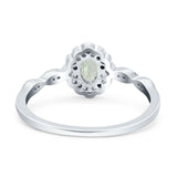 Art Deco Oval Natural Stone Floral Ring