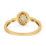 Art Deco Oval Natural Stone Floral Ring
