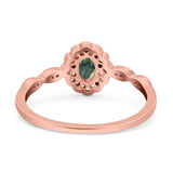 Art Deco Oval Natural Stone Floral Ring