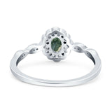 Art Deco Oval Natural Stone Floral Ring