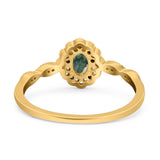 Art Deco Oval Natural Stone Floral Ring