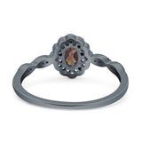 Art Deco Oval Natural Stone Floral Ring