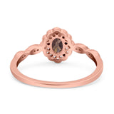 Art Deco Oval Natural Stone Floral Ring