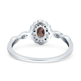 Art Deco Oval Natural Stone Floral Ring