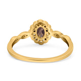 Art Deco Oval Natural Stone Floral Ring